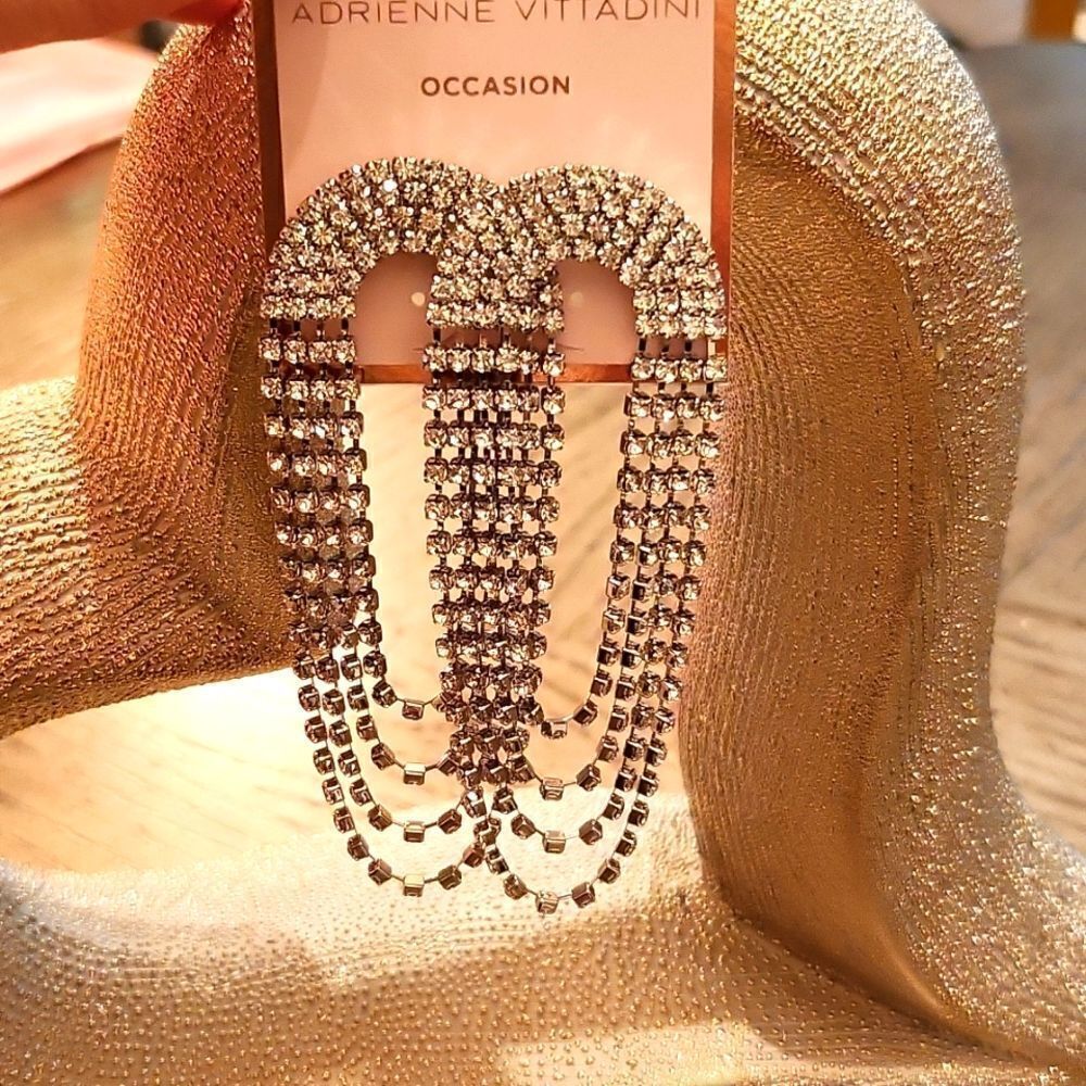 Oval Rhinestone Drop Earrings Nwt Adrienne Vittadini 8$